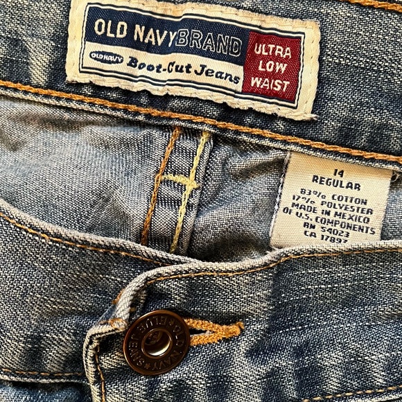 Old Navy Ultra Low Waist Boot Cut Blue Jeans - Picture 4 of 5